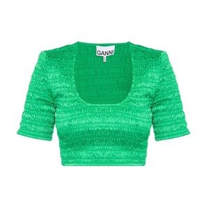 Ganni Vibrant Green Crop Top